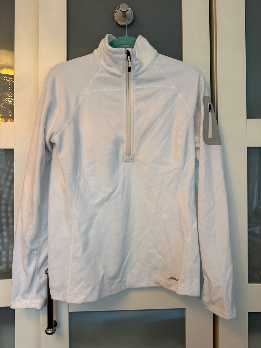Eddie Bauer First Ascent White Half-Zip Fleece Pullover Medium